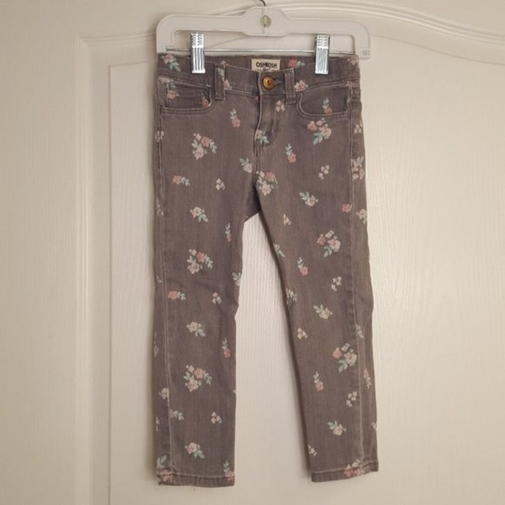 Oshkosh Gray Floral Stretch Denim Jeans